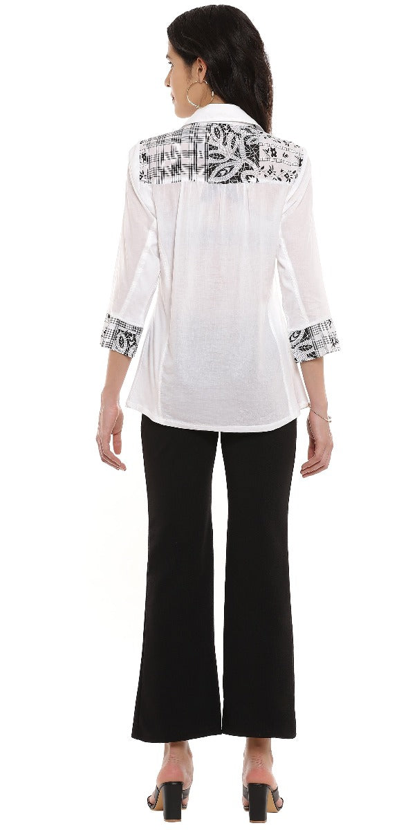 Parsley & Sage Plus Size White/Black Dinah Shirt 22S440GP