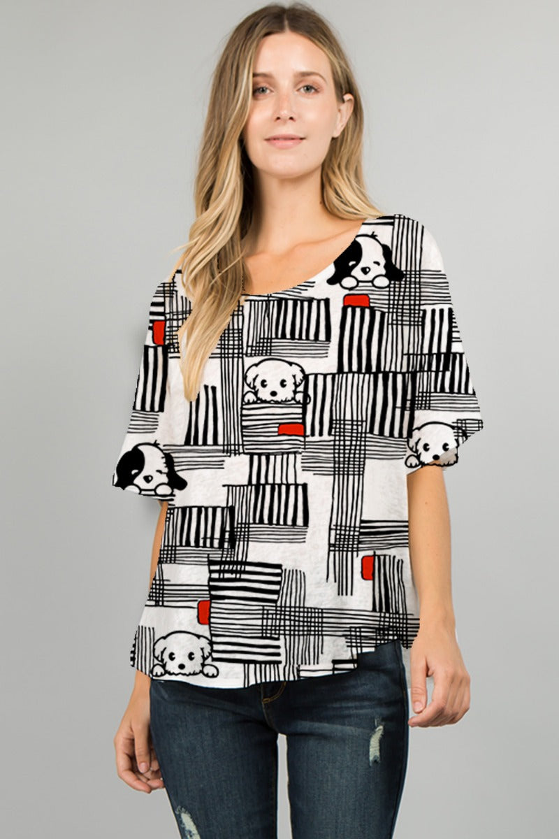 Et' Lois Plus Size Apple Dog Top C2007W-571