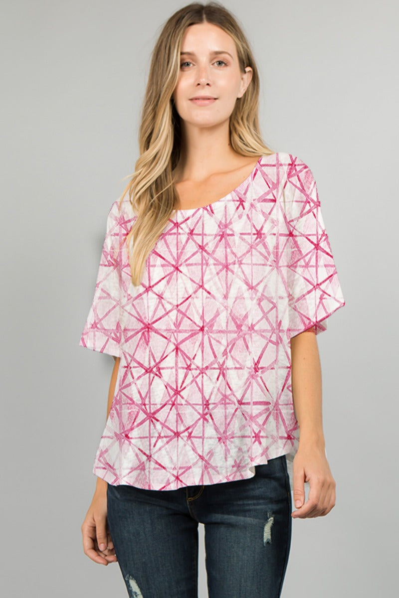 Et' Lois Plus Size White/Pink Apple Top C2007W-576