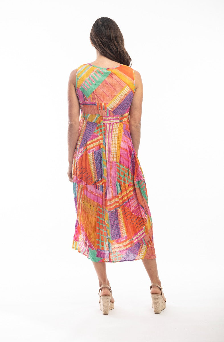 Orientique Plus Size Multi Crinkle Sleeveless Dress 4123