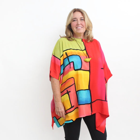 Sylca One Size Color Block Short Caftan AN21T10