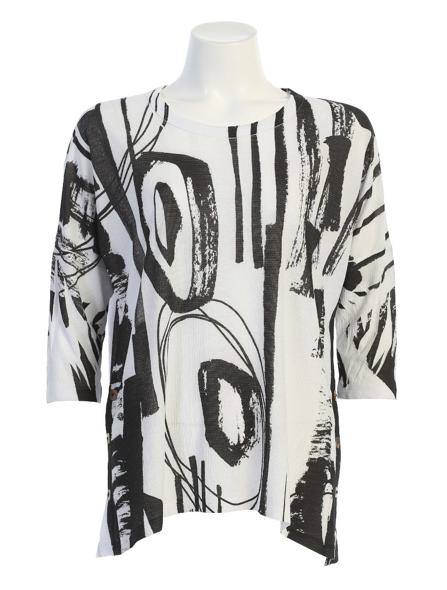Jess & Jane Plus Size White/Black Contempo Tunic BU1-1495X