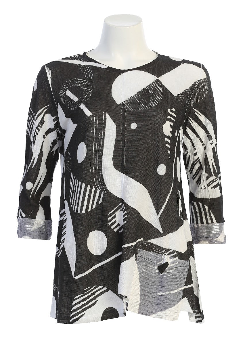 Jess & Jane Plus Size Black/White Geonelle Bulgari Tunic BU2-1484X
