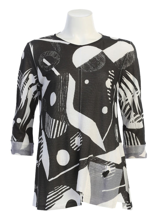 Jess & Jane Plus Size Black/White Geonelle Bulgari Tunic BU2-1484X