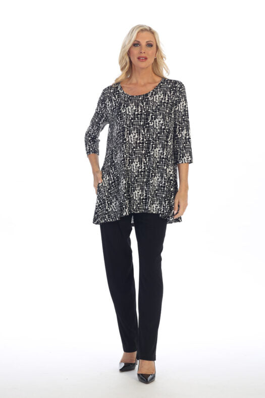 Caribe Plus Size Printed 2 Pocket Tunic XC1431P235