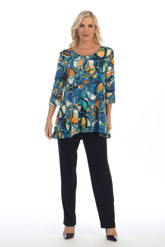 Caribe Plus Size Printed 2 Pocket Tunic XC1431P245