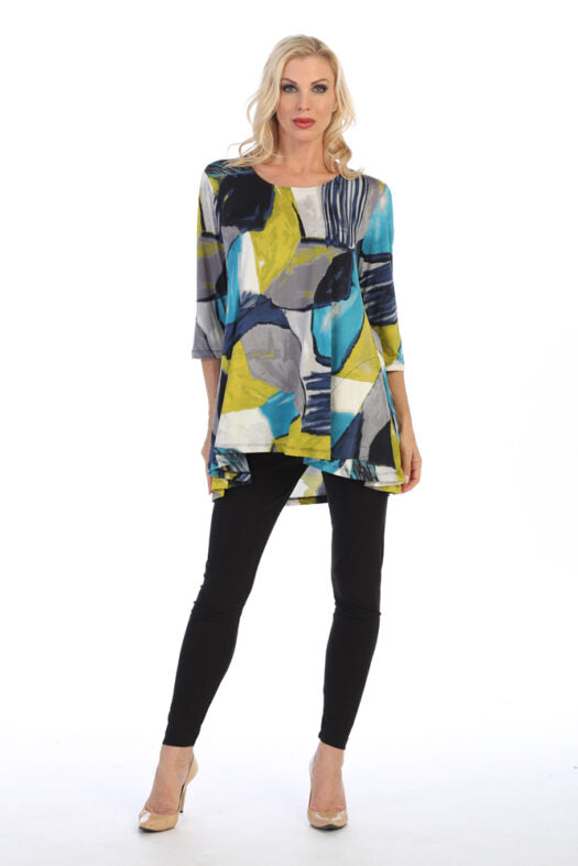 Caribe Plus Size Printed 2 Pocket Tunic XC1431P279