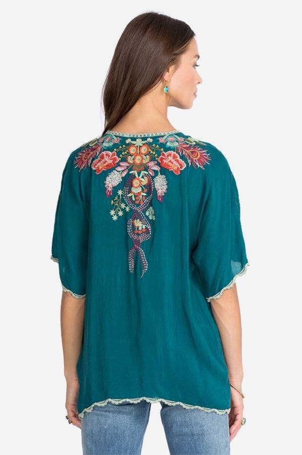Johnny Was Plus Size Teal Mandala Belle fleur Blouse C28021-7X