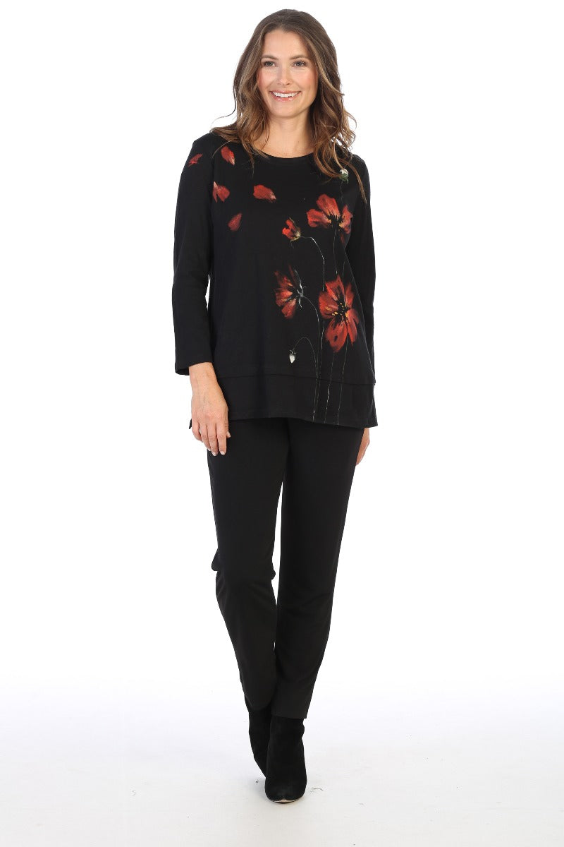Jess & Jane Plus Size Black Poppies Cotton Tunic CS6-1441X