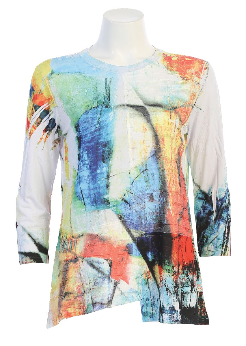 Jess & Jane Plus Size White Artsy Double Knit Tunic DK6-1365X