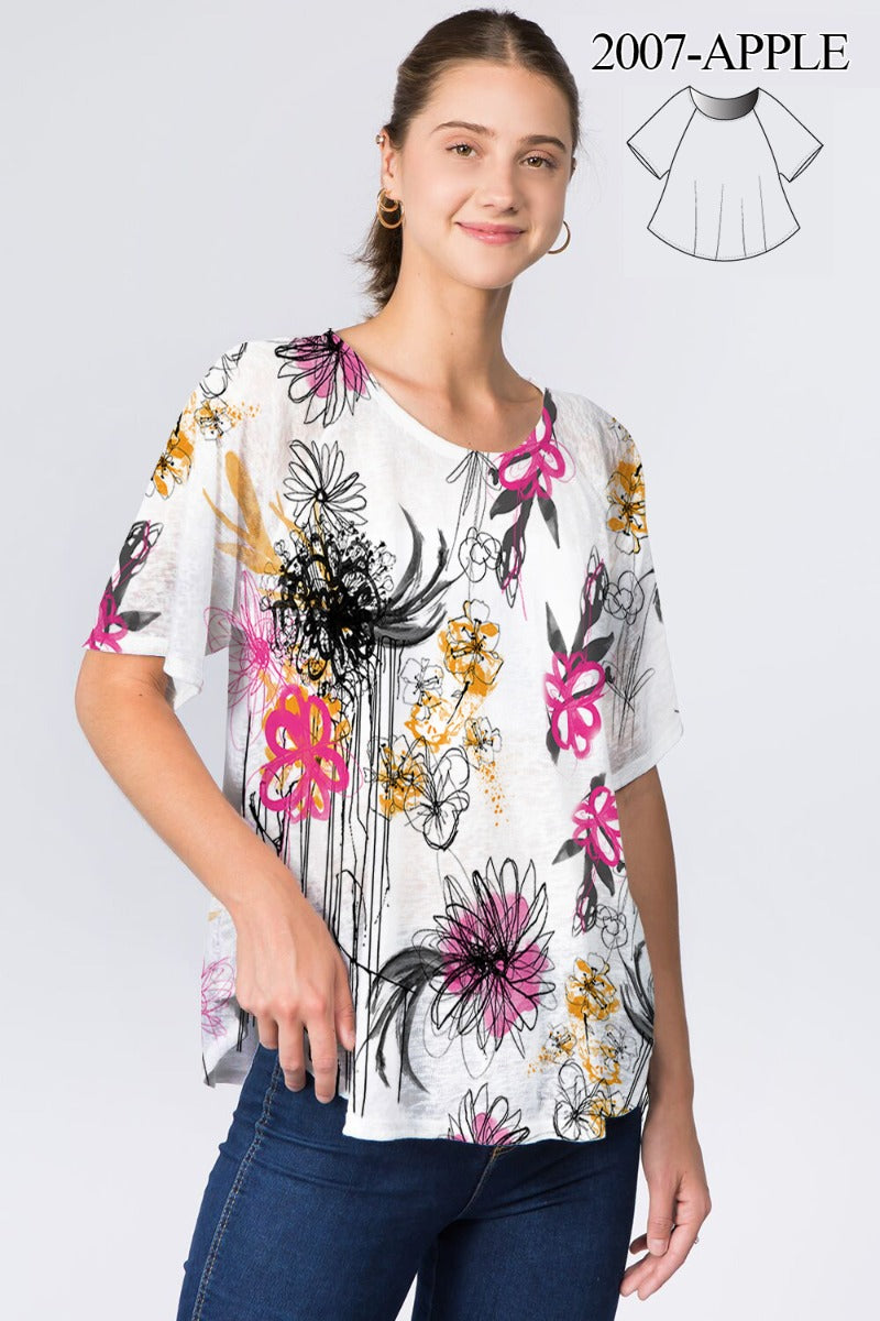 Et'Lois Plus Size Multi Print Apple Top C2007W-F07