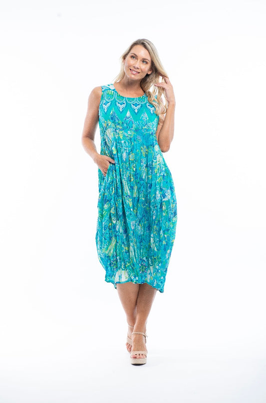 Orientique Plus Size Cannes Crinkle Sleeveless Dress 41050