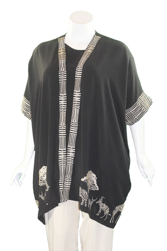 Mat Fashion Black/Tan Animal Kimono 7301.4031