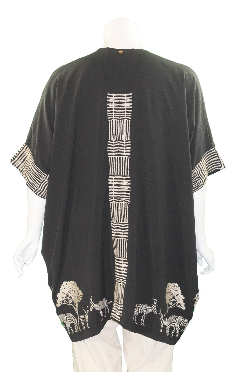 Mat Fashion Black/Tan Animal Kimono 7301.4031