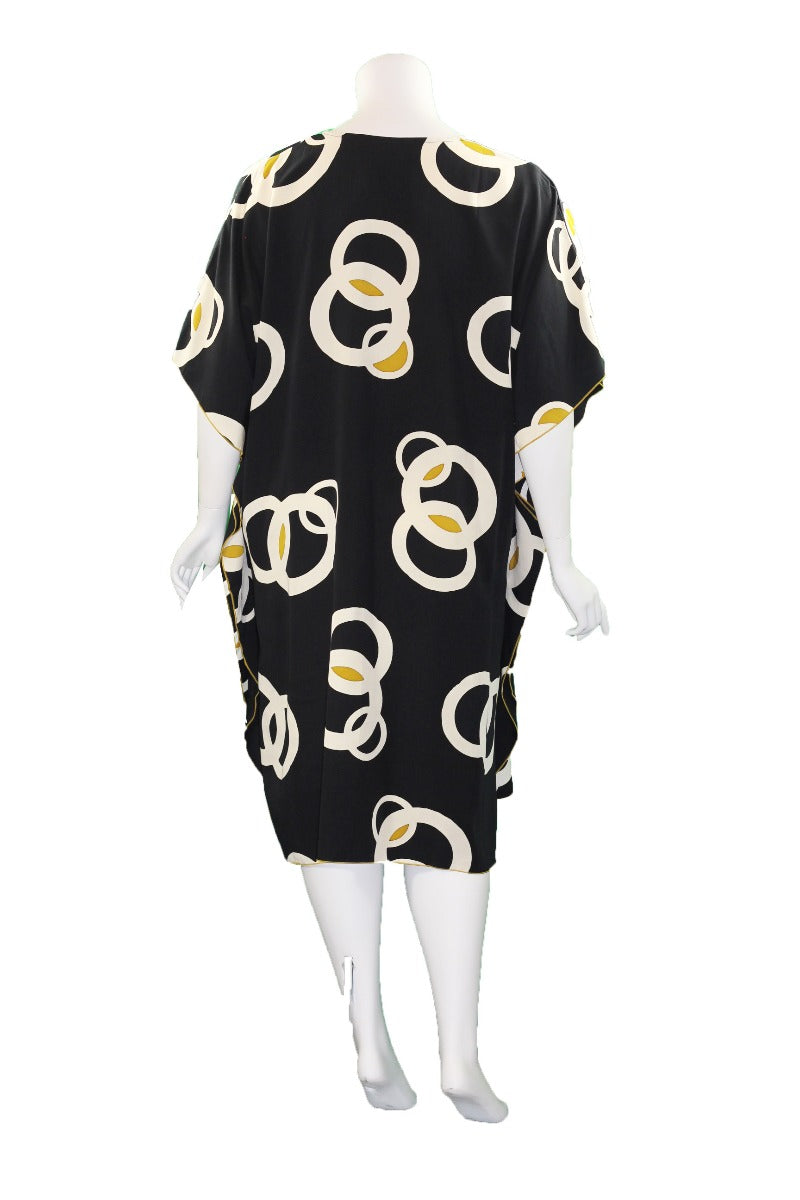 Lyng Designs Plus Size Ladys Black/White/Mustard Caftan NB1313