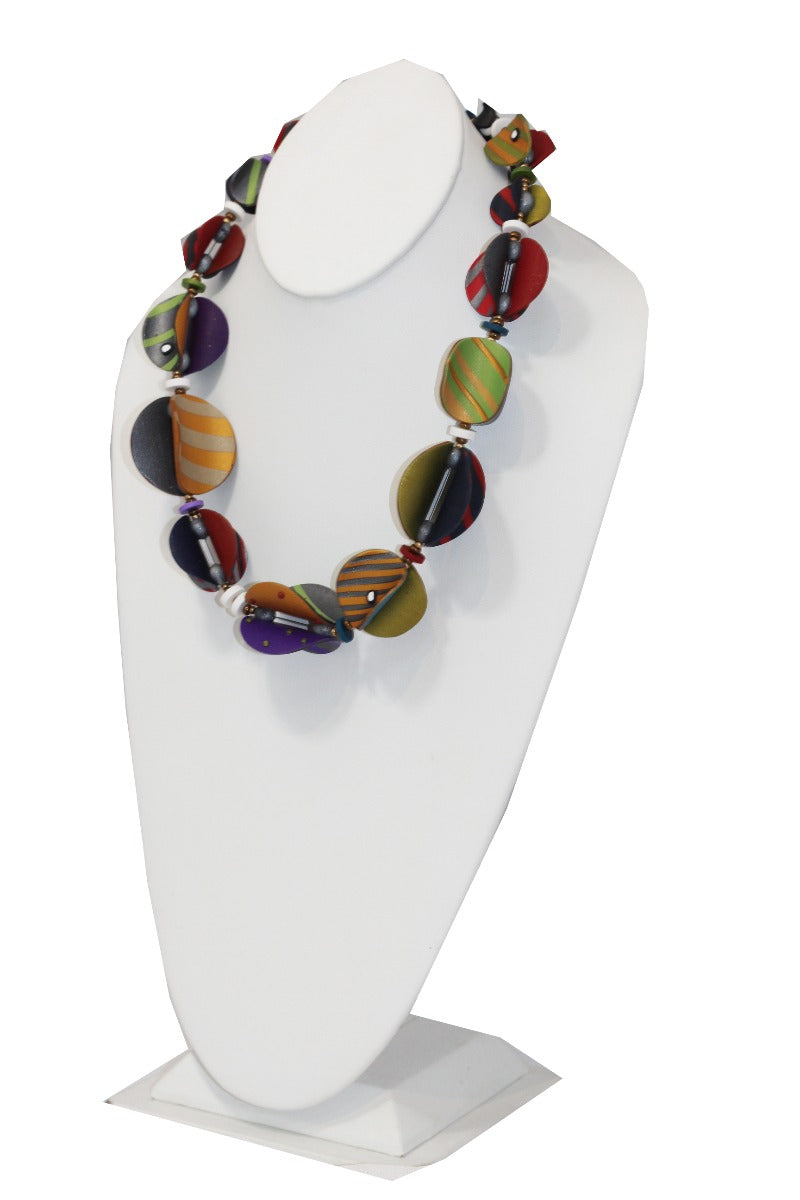 Arden Bardol Multi Color Striped Clay Necklace Wings