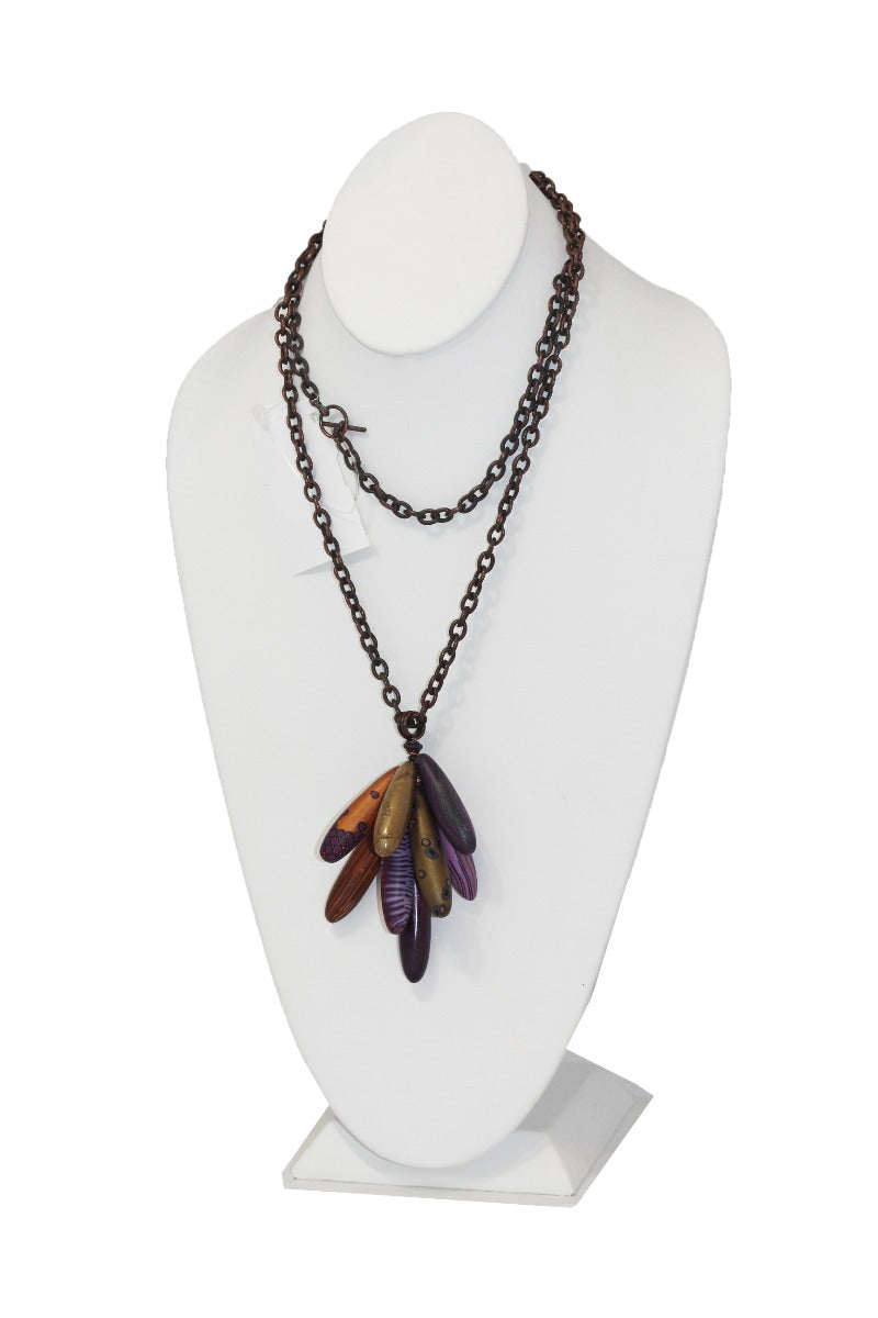 Loretta Lam Purples Copper Link Long Necklace P121