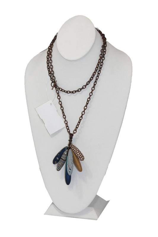 Loretta Lam Blues Copper Link Long Necklace P121