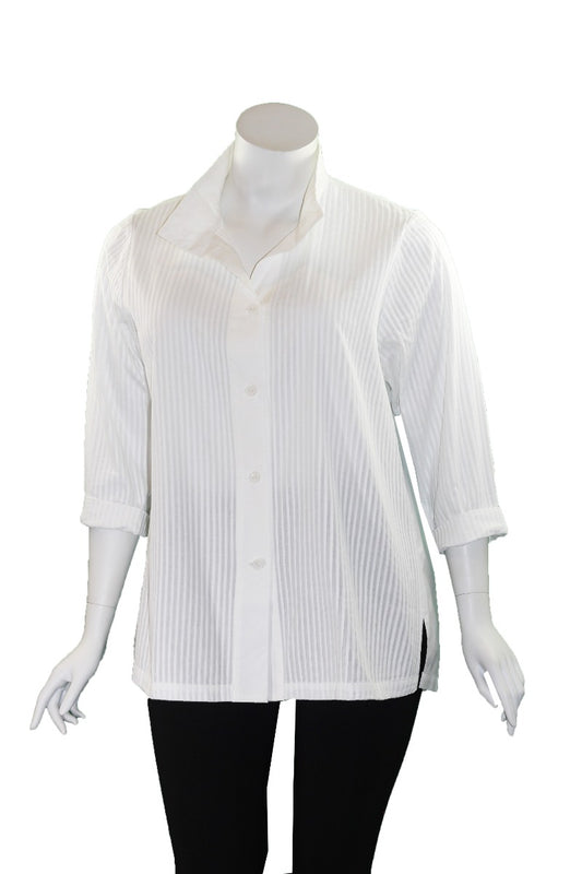 Redwood Court Plus Size White Pin Tuck Shirt SH6651
