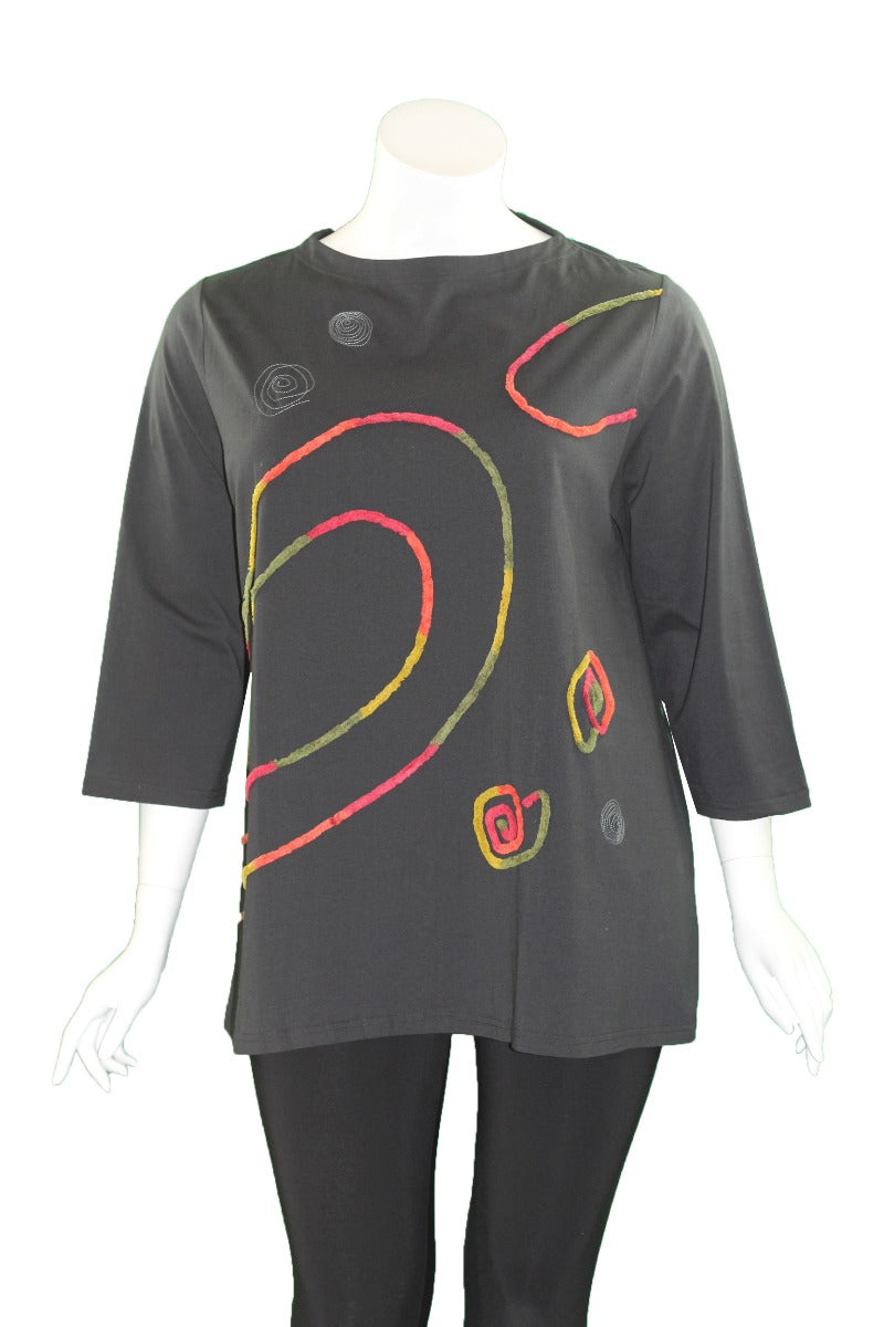 Redwood Court Plus Size Black Multi Swirl Tunic T630C-20