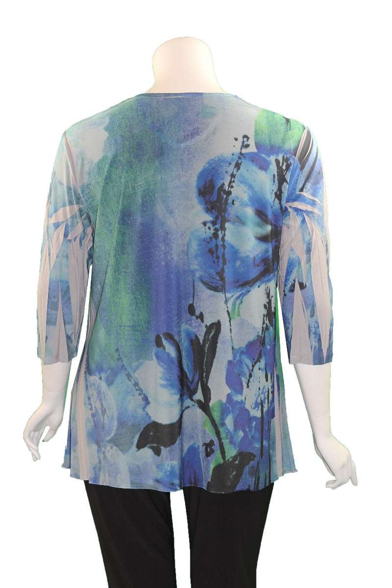 Sole Dione Studio Plus Size Blue Floral Printed Tee 848