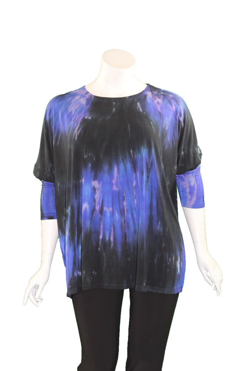 Annie Turbin Designs 1031 Black/Purple Tye Die Oversized Top PSC