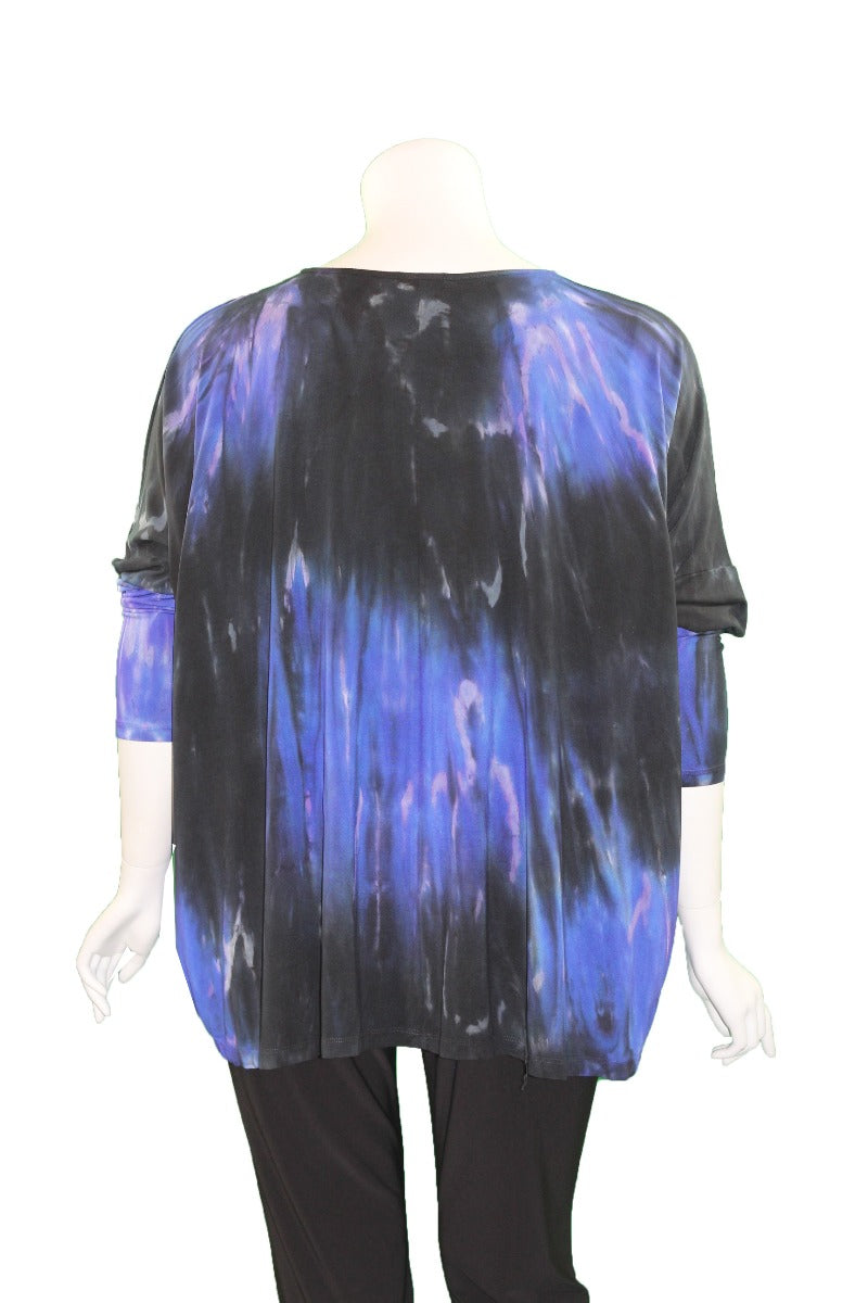 Annie Turbin Designs 1031 Black/Purple Tye Die Oversized Top PSC