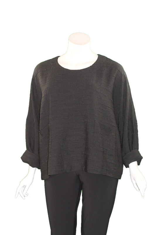 Kozan Plus Size Black Pucker Sam Pullover Top SP-4100