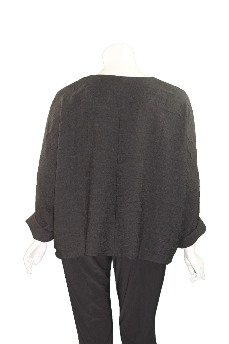 Kozan Plus Size Black Pucker Sam Pullover Top SP-4100