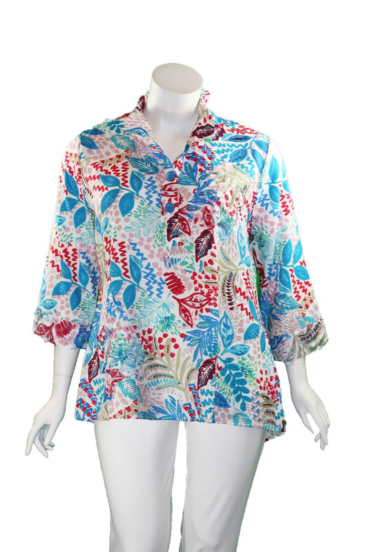 Cubism Plus Size Multi Henley Shirt 413-13567X-JM78