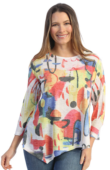 Jess & Jane Plus Size Multi Rio Asym Tunic JB3-1595X