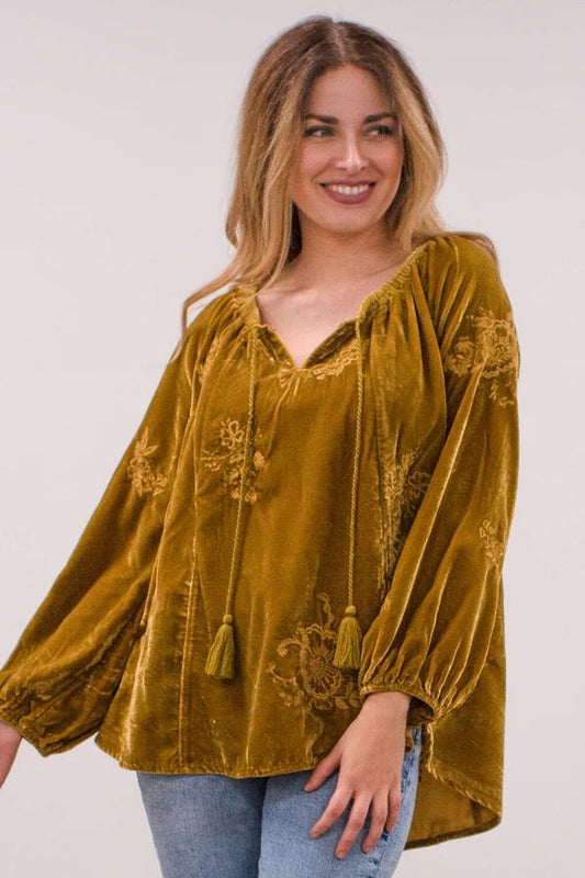 Caite & Kyla Plus Size Velvet Biscotti Top KYCO896