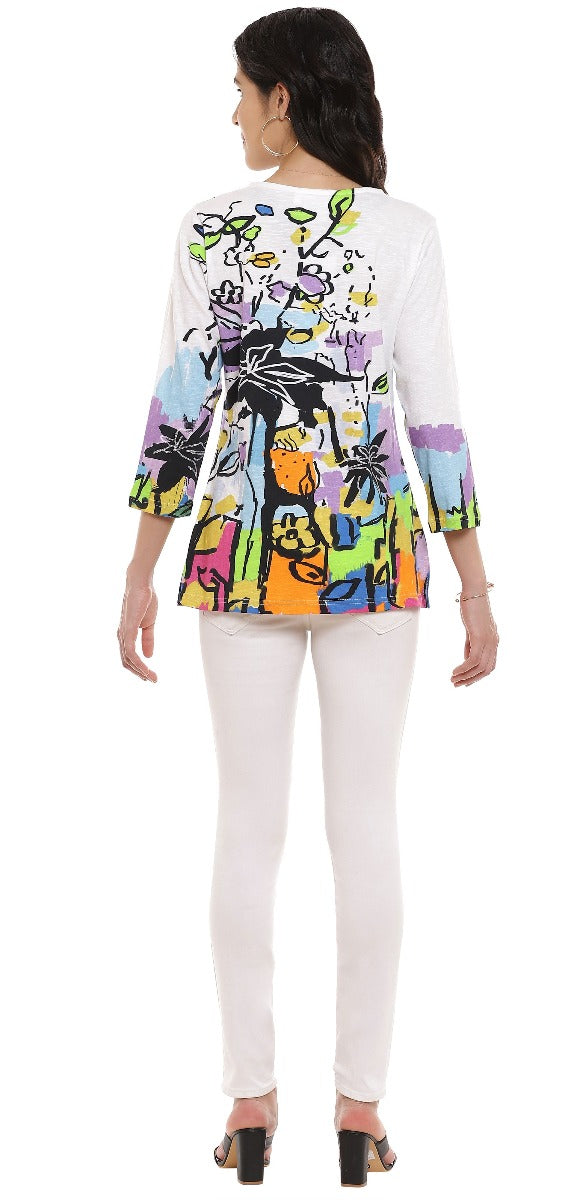 Parsley & Sage Plus Size White Valencia Zig-Zag Top 22T66C9P