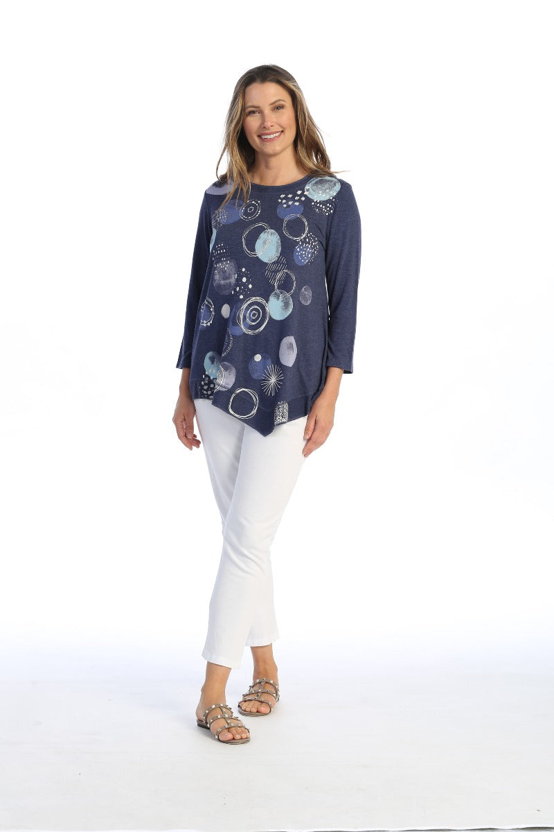 Jess & Jane Plus Size Navy Magic Dots Light Terry Tunic LT3-1579X
