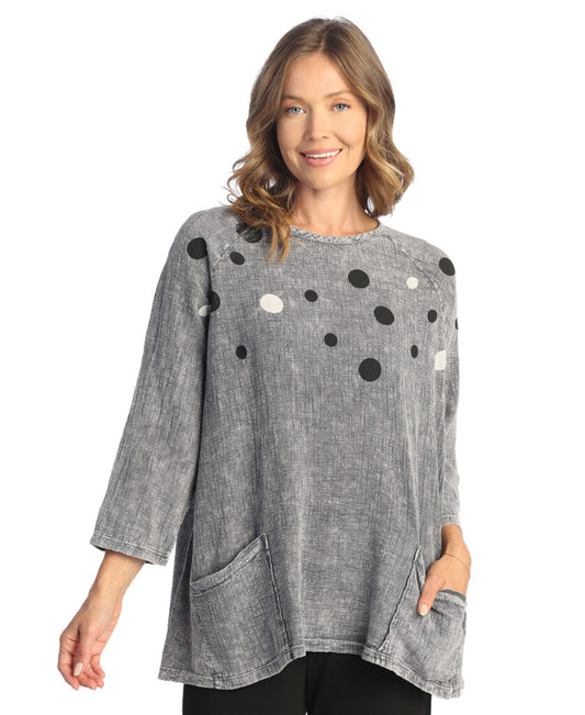 Jess & Jane Plus Size Mid Rain Dots Gauze Top M103-1818X