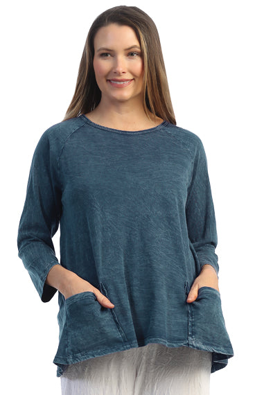 Jess & Jane Plus Size Sapr Solid Cotton Pocket Tunic M12X