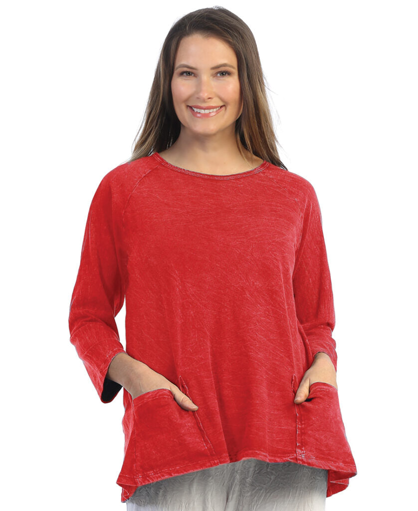 Jess and Jane Plus Size Red Cotton Pocket Tunic M12X