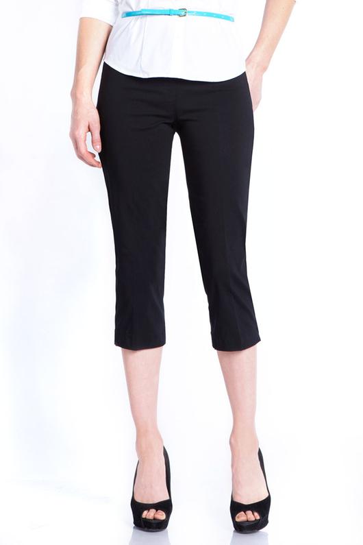 Multiples Plus Size Black Wide Band Crop Capri Pant M2603P