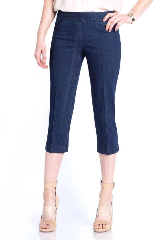 Multiples Plus Size Denim Wide Band Crop Capri Pant M2603P – Diva
