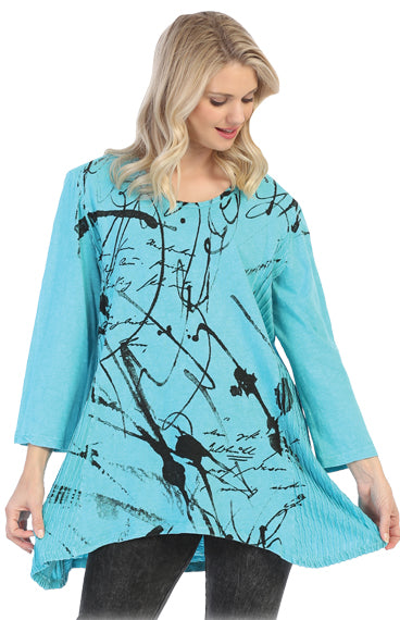 Jess & Jane Emld Scrolls Cotton Knit Tunic M55-1362X