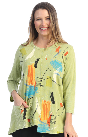 Jess & Jane Plus Size Cactus Impression Cotton Tunic M81-1615X