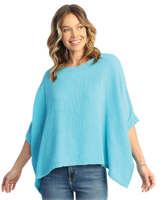 Jess & Jane Plus Size EMLD Mineral Wash Gauze Poncho M97X