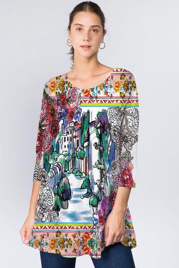 Et' Lois Plus Size Floral France Lowa Tunic C3071W-N05