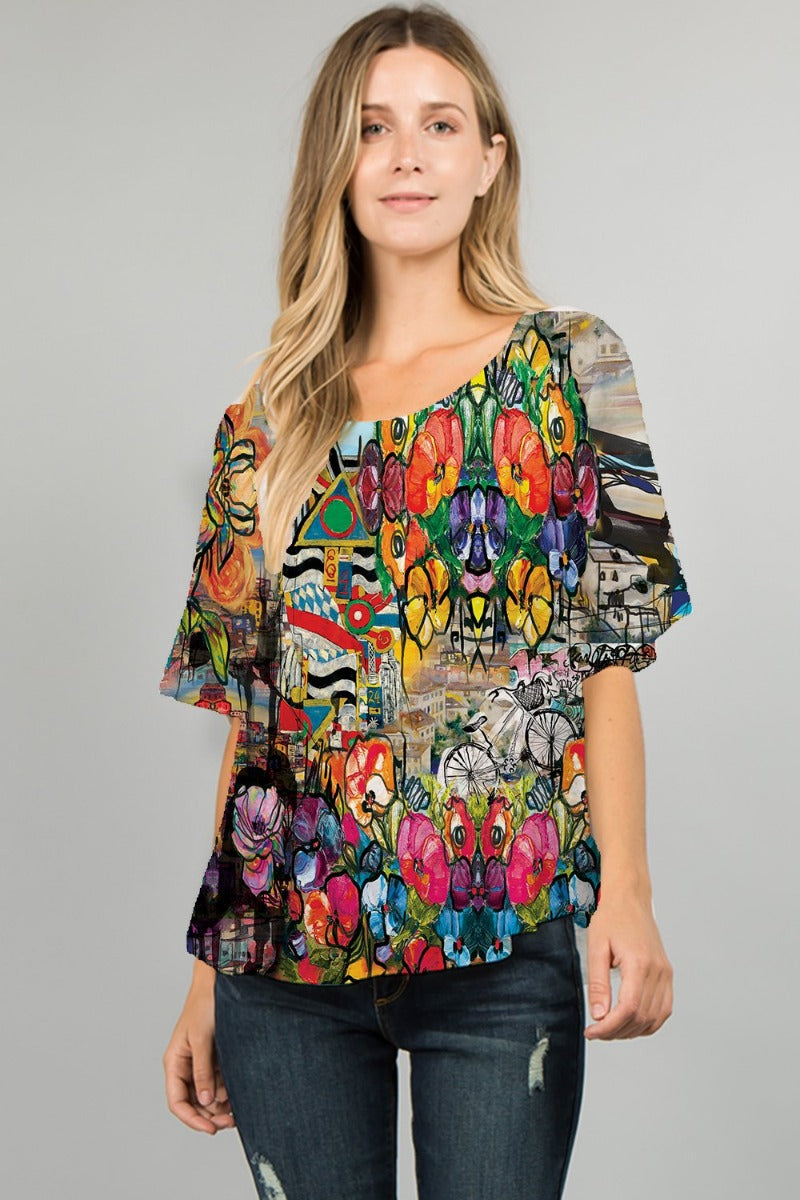 Et' Lois Plus Size Ride Your Bike Apple Top C2007W-N08