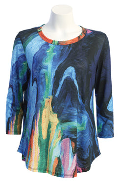Jess & Jane Plus Size Blue Multi Layla Tunic PS1-1449X