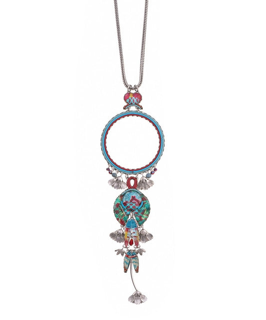 Ayalabar Blue Castle Long Necklace 013R3113