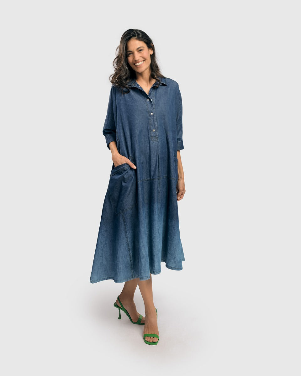 Alembika Plus Size Denim Long Dress SD140D