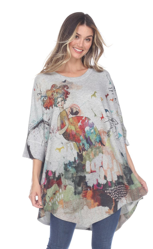 Inoah Oversized Multi Athena Top T721FL-AA04