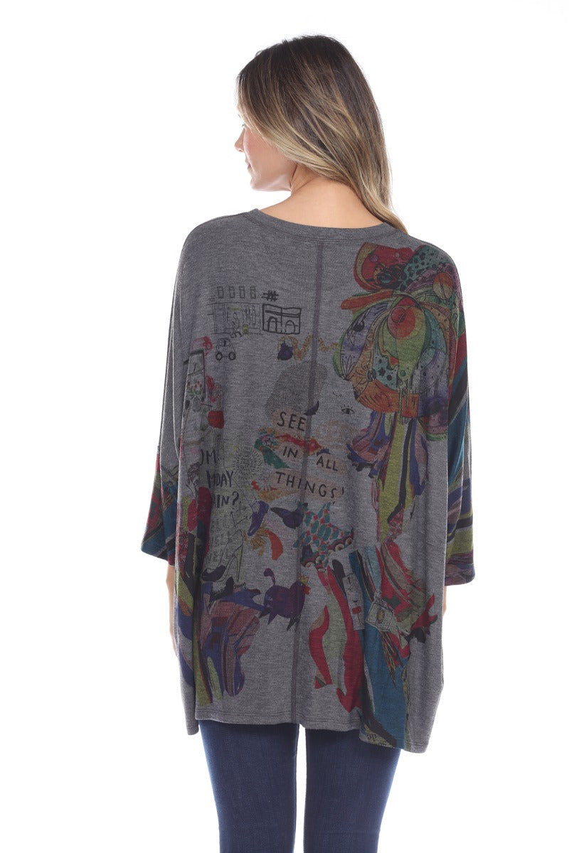 Inoah Grey/Multi Printed Monday Top T781CH-W22