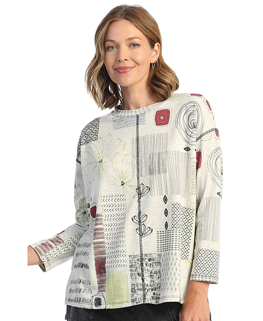 Jess & Jane Plus Size Multi Mia French Terry Tunic TE1-1627X